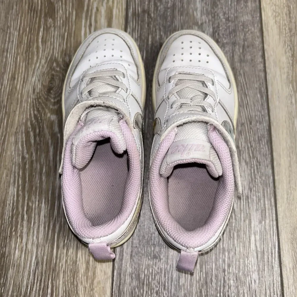 Nike Court Borough Low CZ6613-100 Youth US Size 12.5C White Pink Sneaker Shoes